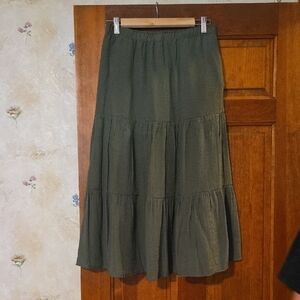 Nanette Lepore Green Tiered Midi Skirt Casual
